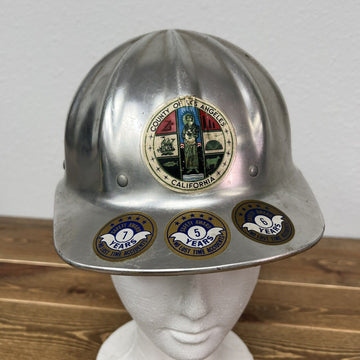 Vintage City of Los Angeles SuperLite Fibre Metal USA Hard Hat Aluminum w/ Liner