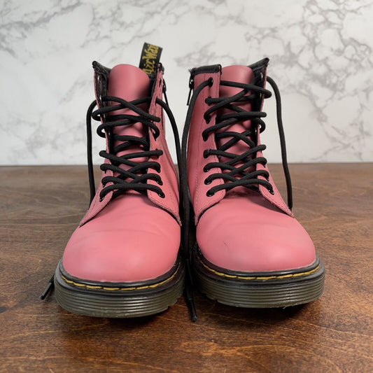 Dr. Martens Youth Lace Up Leather Pink Ankle Boots Size 2 Kids