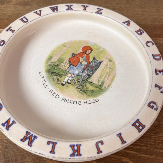 Antique Child’s Alphabet Ceramic 7 5/8" Plate  Little Red Riding Hood