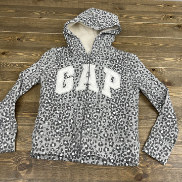 Boys Kids GAP Logo Zip Hoodie Gray Cheetah Size 12 XLarge