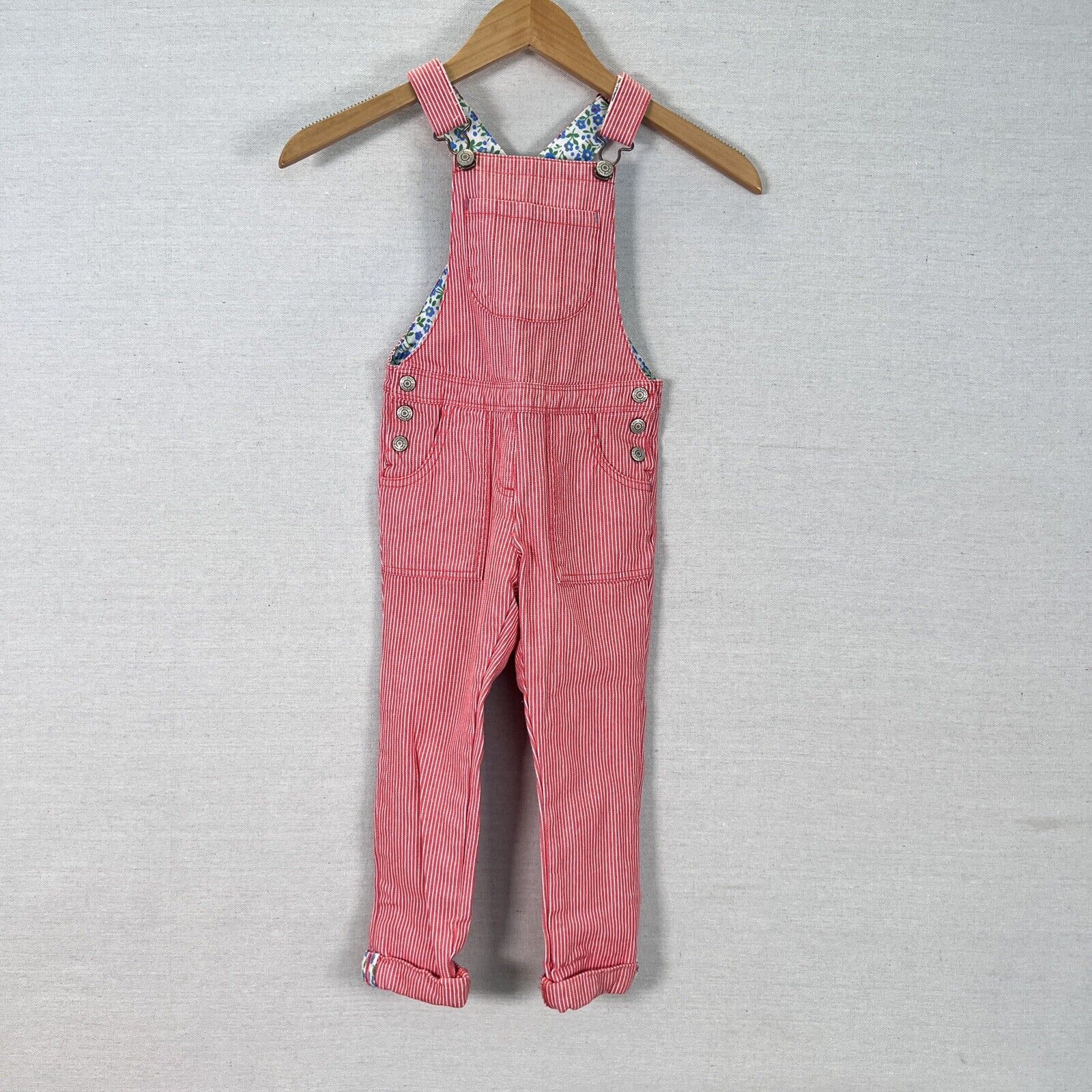 Mini Boden Overall Bibs Girls Size 3-4 Youth Denim Floral