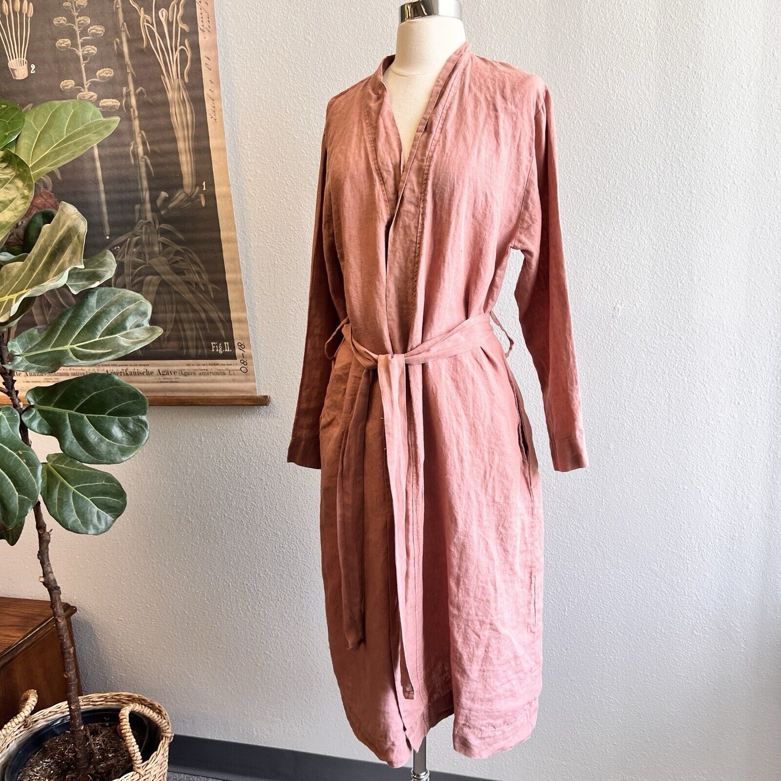 Parachute 100% Linen Robe Clay Pockets Size S