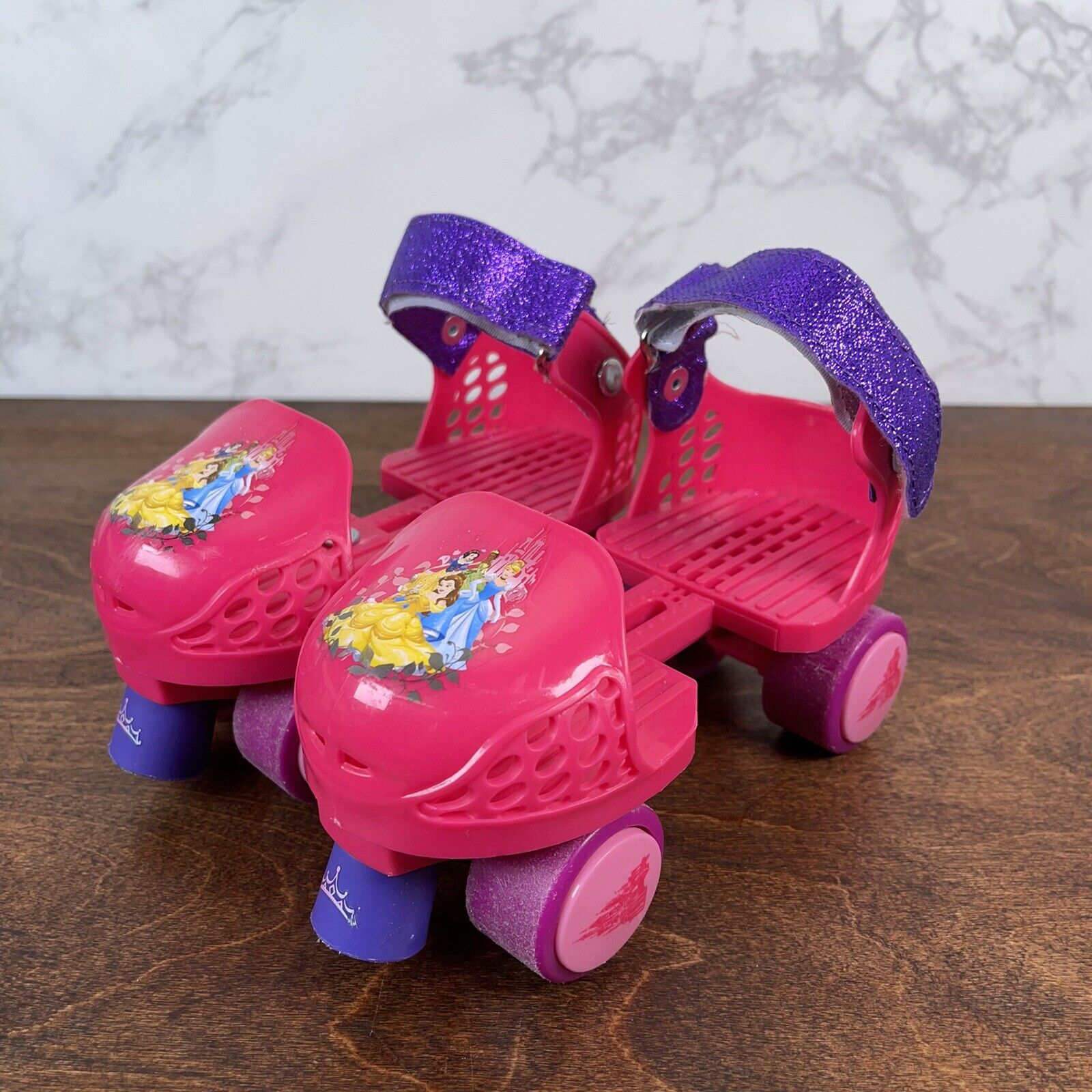 Girls Disney Princess Adjustable Roller Skates Grow with Me Pink Over the Shoe
