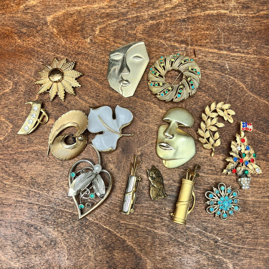 Brooch lot  Of 14 Pieces Mix Vintage