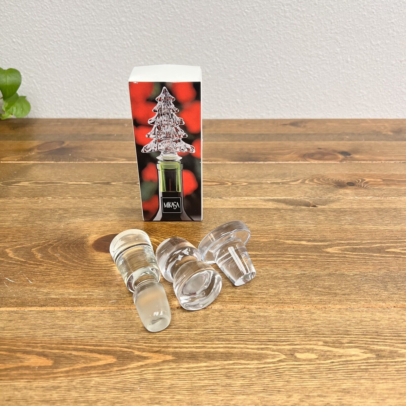 Lot of 4 Clear Glass Bottle Stoppers, all different