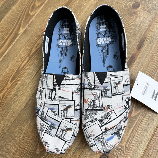 TOMS Slip On Women’s Star Wars AT-AT Print Size 12 Canvas Slip-On 10014383