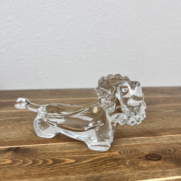 Vintage Sasaki Lead Crystal Lion Candy Nut Dish Art Glass Desk Top Serving Dish