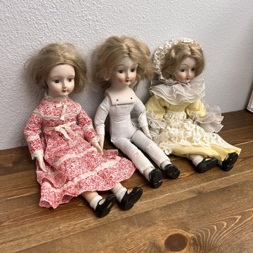 Set of 3 Vintage Taiwan Porcelain Girl Dolls