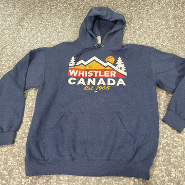 Large Whistler, Canada Hoodie Sweatshirt Blue