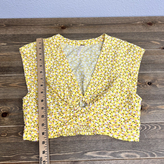 Free People Havana Honey V Neck Crop Top Yellow Size Small