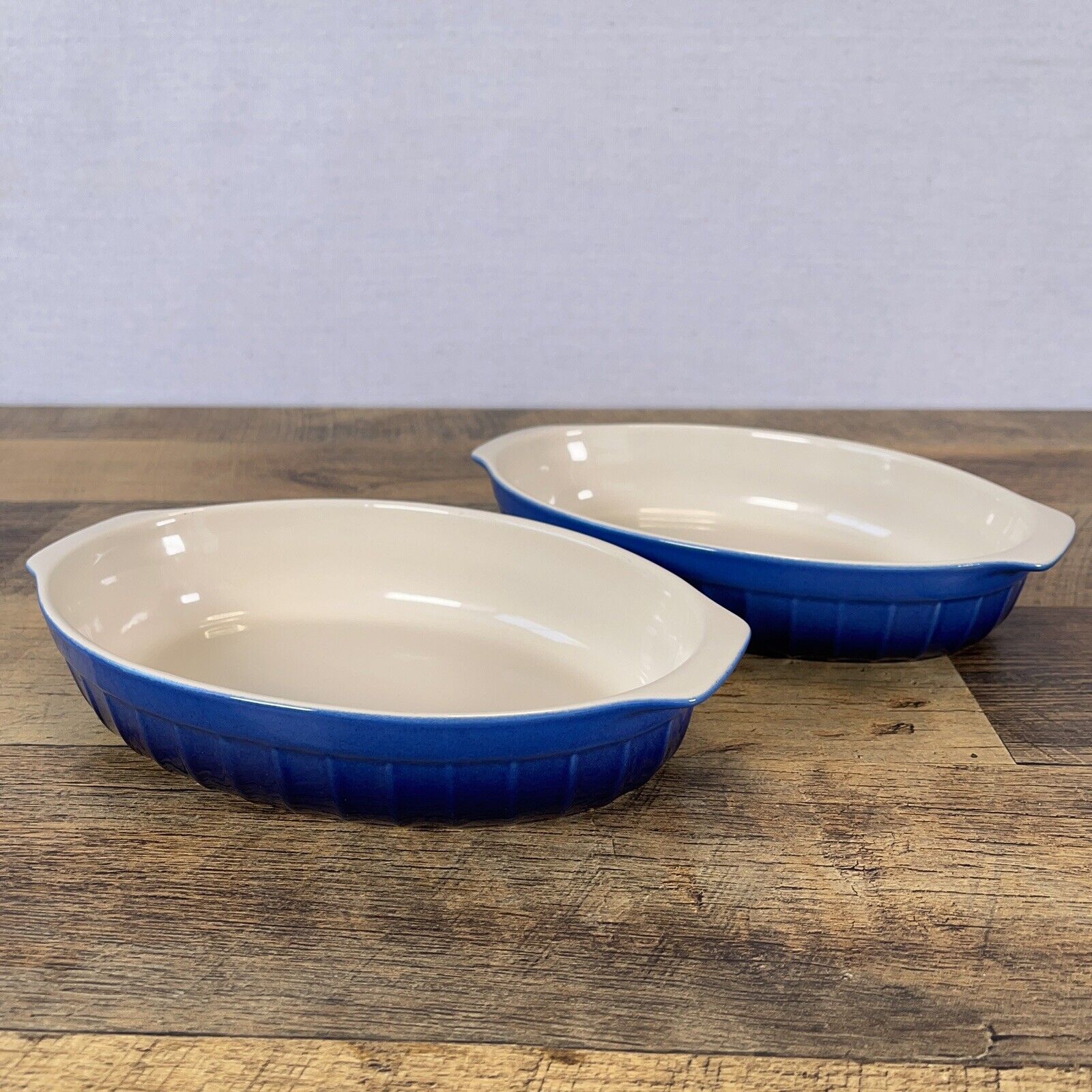 Cerutil Stoneware Portugal Gres Culinaire Oval Casserole Dish Blue Set Of 2