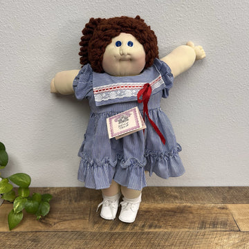 Cabbage Patch Doll 1985 Nellie Tricia Popcorn Brown Hair Blue Eyes with Outfit