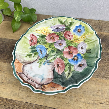 Italy Wall Art Plate Hand Painted Signed A Stocco  Flowers Serving Platter VTG