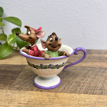 Jim Shore TEA FOR TWO Jaq & Gus in Tea Cup ~ Disney Tradition Cinderella