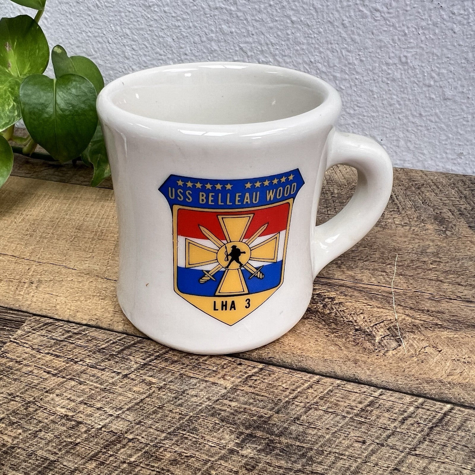 Rare 1980s US Navy USS Belleau Wood LHA- CPO Coffee Cup Mug USA