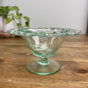 Vintage Green Uranium Glass Pedestal Candy Dish Glows