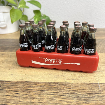 Lot Of 19 3" Glass Mini Coca Cola Bottles And Plastic Tray