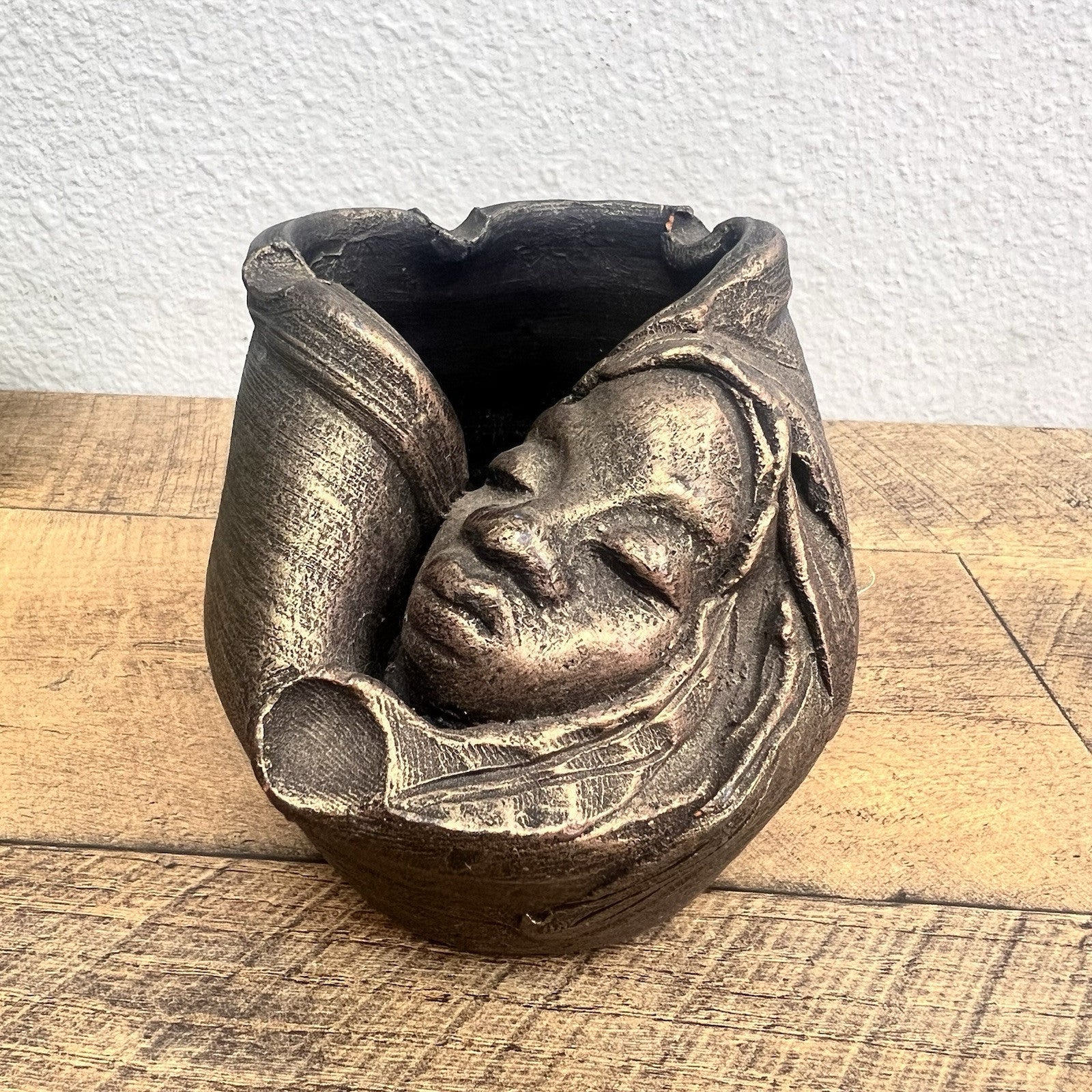 Vintage P. Mykoo Creative Clays Jamaica Face Sculpture Ashtray 1995