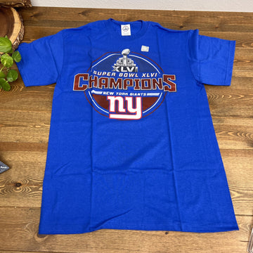 New York Giants Super Bowl XLVI 46 Champions NFL Football Mens M Blue Shirt