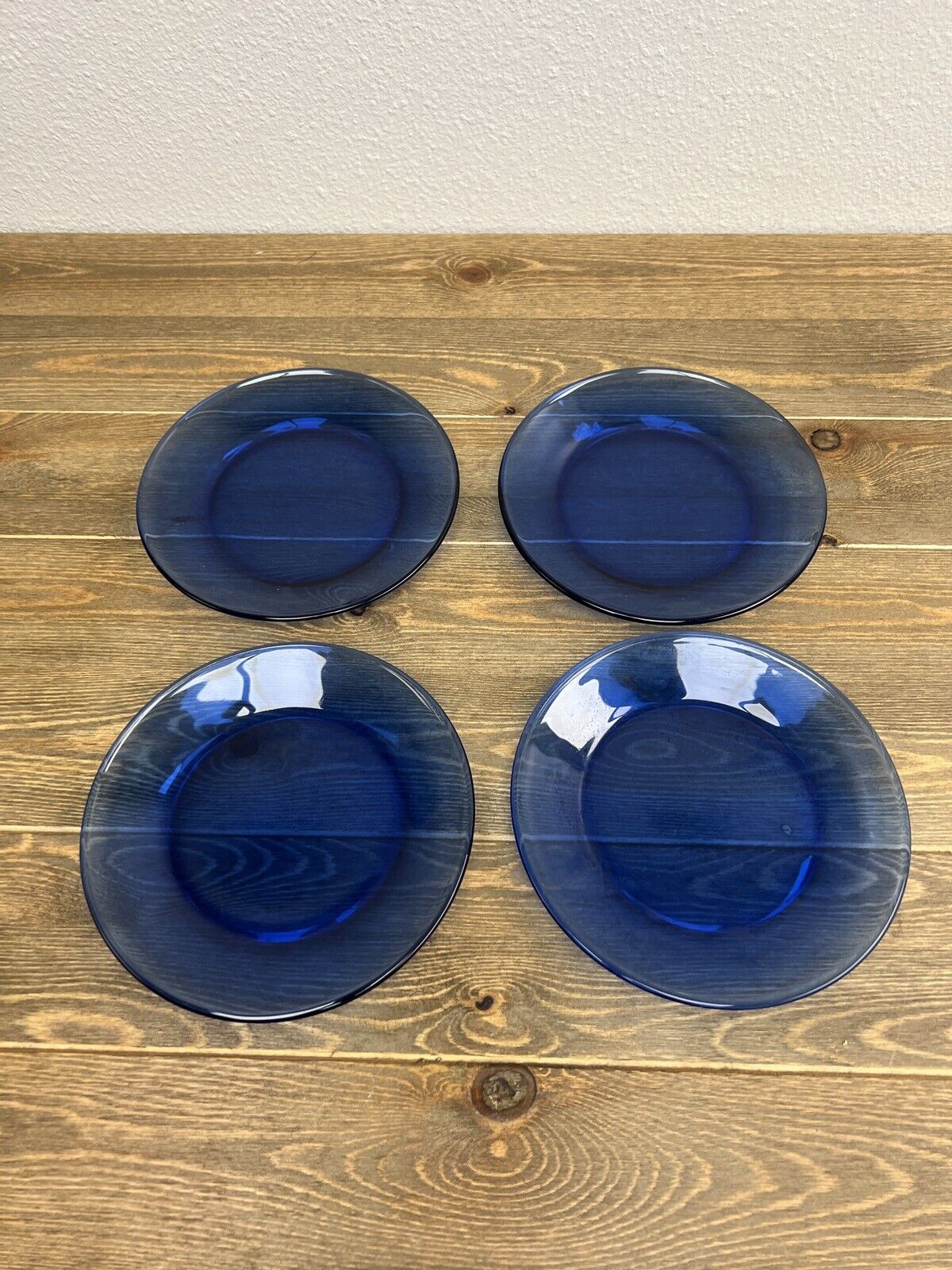 Cobalt Blue Glass 7.5" Side Salad Plates Set of 4