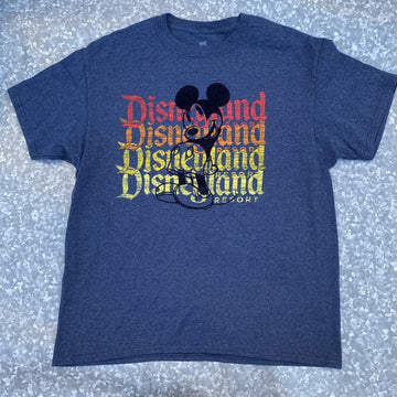 Walt Disney World Classic Globe Ears Logo Blue Short Sleeve T-Shirt Size Large