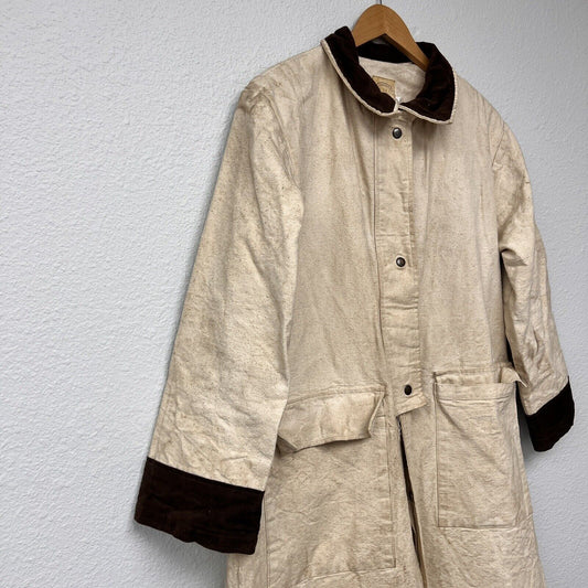 Vintage USA  Brown Canvas Duster Ranch Coat Brown Duster Jacket Men Sz Small