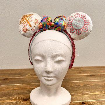 Disney Parks White Sequins Its A Small World Minnie Ears Headband