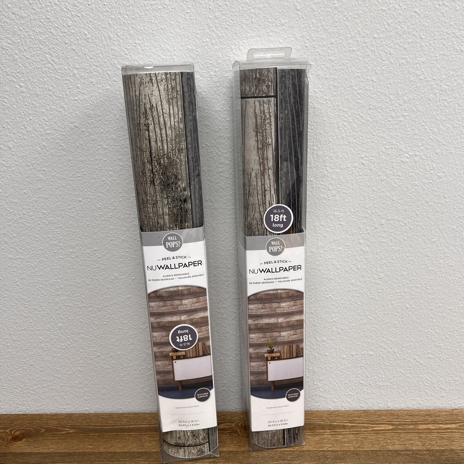NuWallpaper NU1690 Peel & Stick  Wood Plank Natural Peel and Stick Wall set of 2