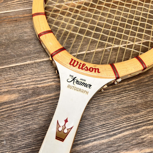Vintage Wilson The Jack Kramer Autograph Wooden Tennis Racquet 4 1/2" w/Cover