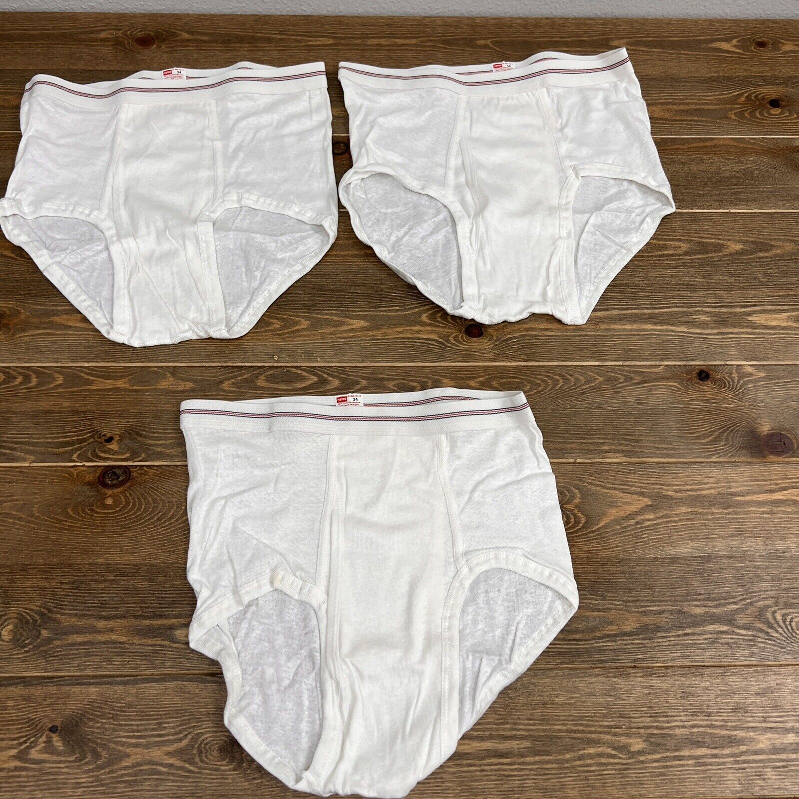 Vintage underwear Hanes mens white brief 34 Set Of 3 Made in USA 1970s