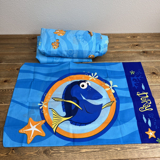Vintage Disney Pixar Finding Nemo Twin Bed Sheet Set Dory Flat Fitted Pillowcase